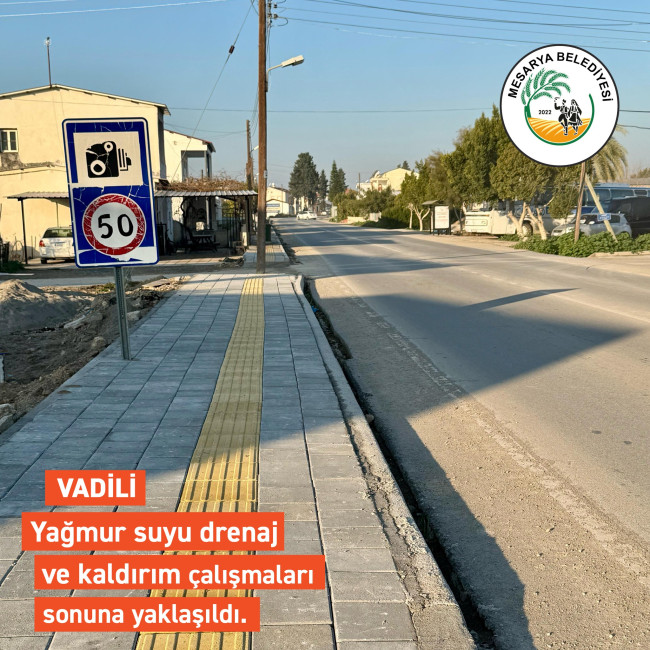 VADİLİ'DE YAĞMUR SUYU DRENAJ VE KALDIRIM ÇALIŞMALARININ SONUNA YAKLAŞILDI.